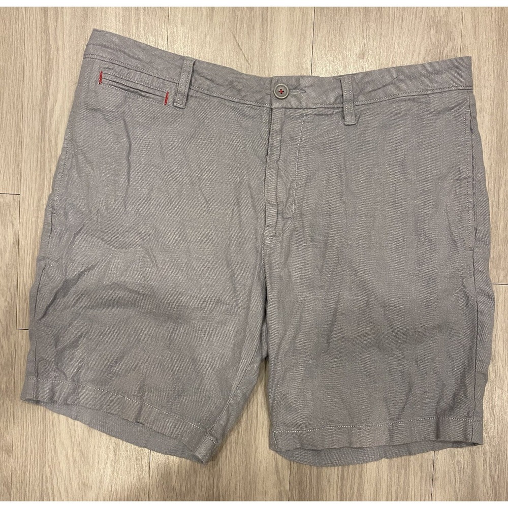 Untuckit Shorts Mens 36 Gray Linen Blend Chino 8"‎ Inseam